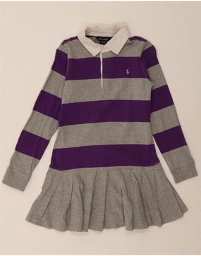 RALPH LAUREN Girls Polo Dress 12-13 Years Large Grey Colourblock Japan Line