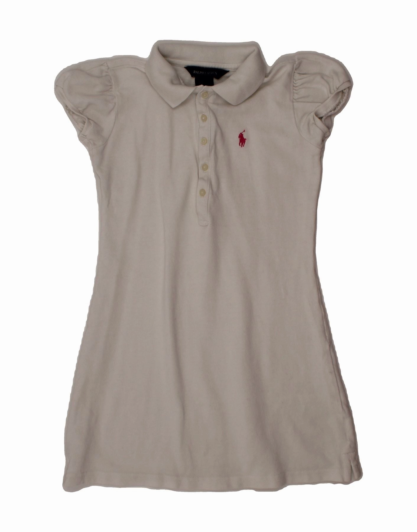 Seamless-Look Soft Colorway RALPH LAUREN Girls Polo Dress 6-7 Years Small White Cotton