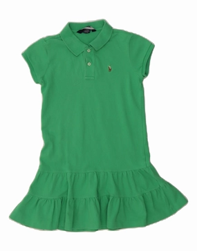 Quiet Mood RALPH LAUREN Girls Polo Dress 8-9 Years Medium Green Cotton