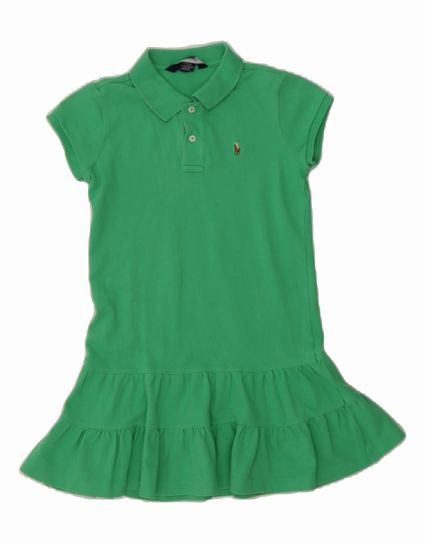 Quiet Mood RALPH LAUREN Girls Polo Dress 8-9 Years Medium Green Cotton