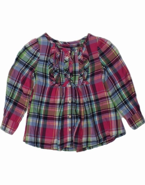ReinforcedHem Timeless Fit Look RALPH LAUREN Girls Shirt Dress 2-3 Years Pink Check Cotton