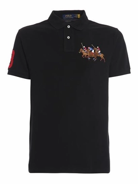 EasyCareFabric Ralph Lauren Triple Pony Black Men Polo
