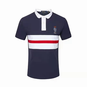 Ralph Lauren White Stripe Men Bear Polo Sustainable Dye Process