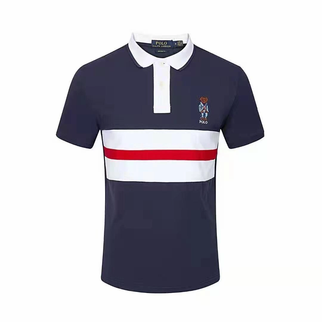 Ralph Lauren White Stripe Men Bear Polo Sustainable Dye Process