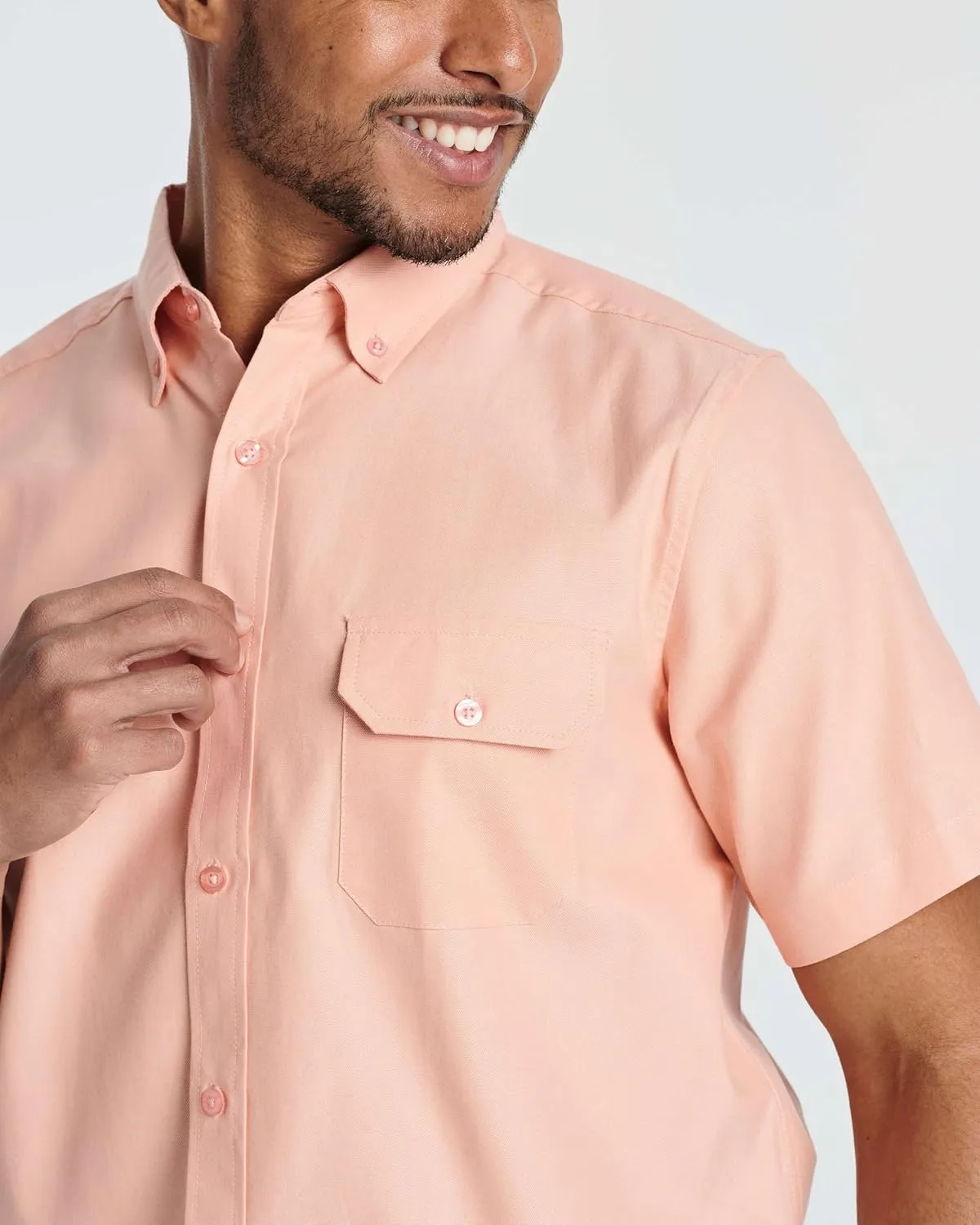 Real Essentials 3 Pack Men's Short-Sleeve Oxford Solid Button Down Collar Casual Shirts with Pocket (Available in Big & Tall)