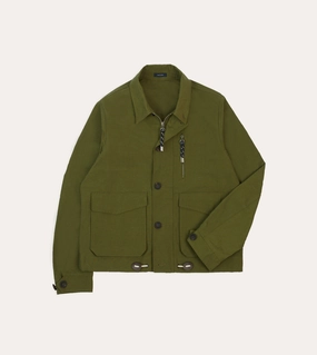 Seamless Seams Weatherproof Zippers Olive Cotton Blouson Jacket
