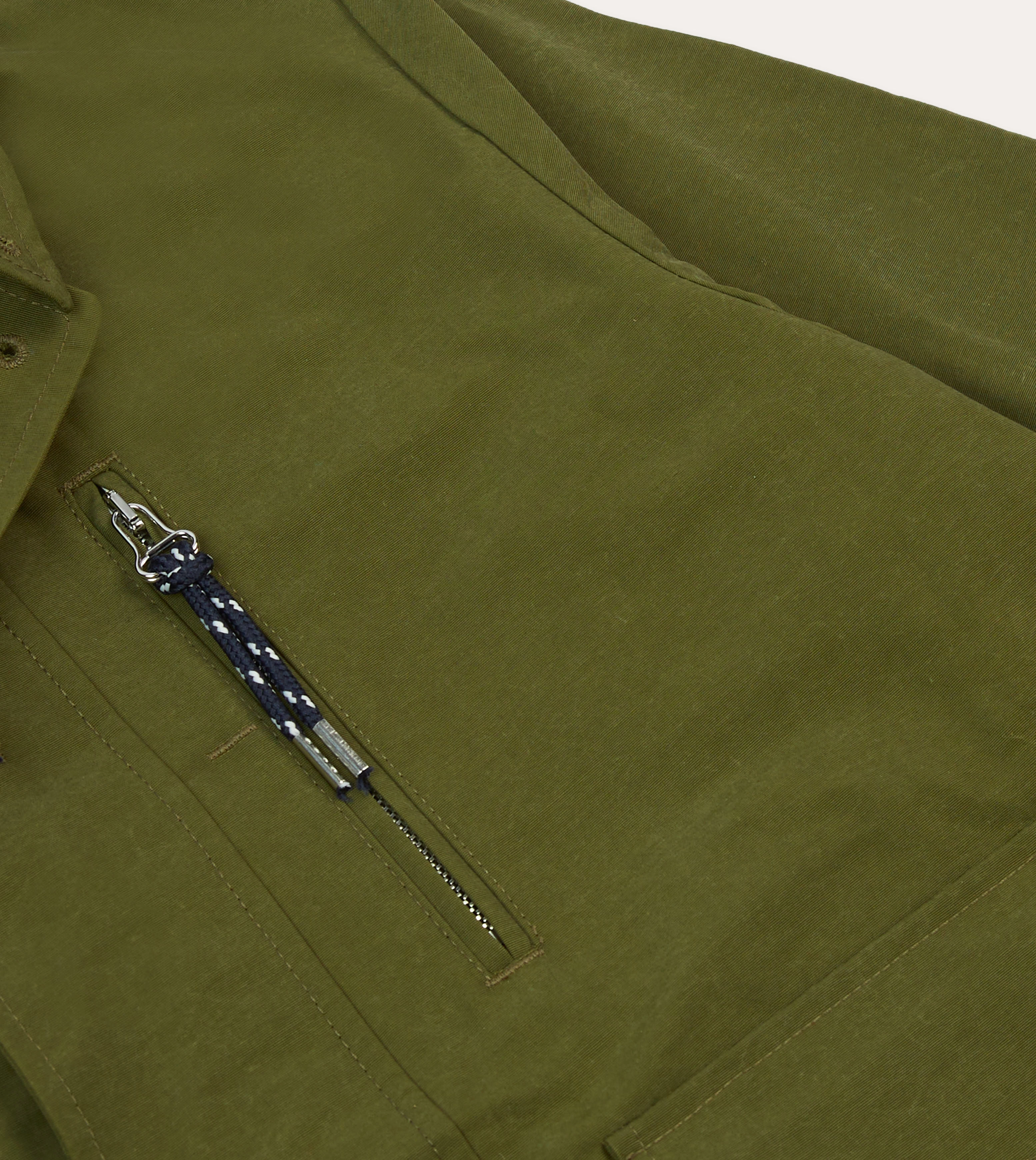 Olive Cotton Blouson Jacket GloveFriendly Cuff Design Eco-friendly