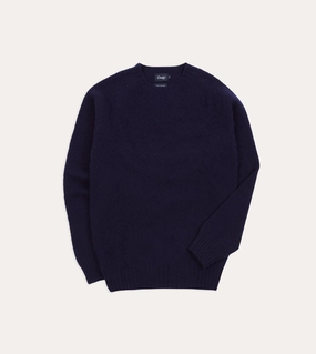Navy Brushed Shetland Crew Neck Jumper QuickFabric Recovery Daily Wear