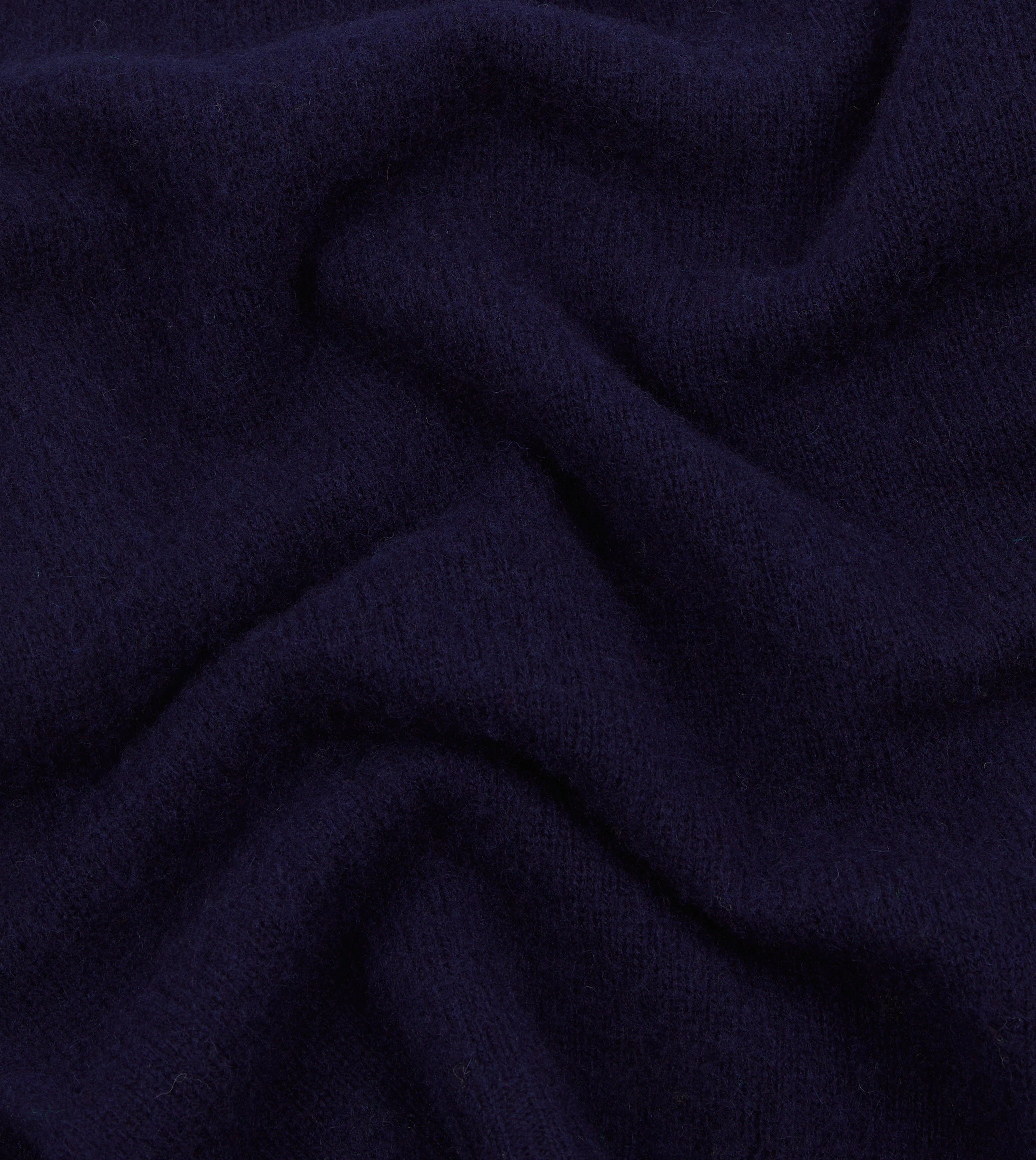 Multi Layer Weaving Navy Brushed Shetland Crew Neck Jumper
