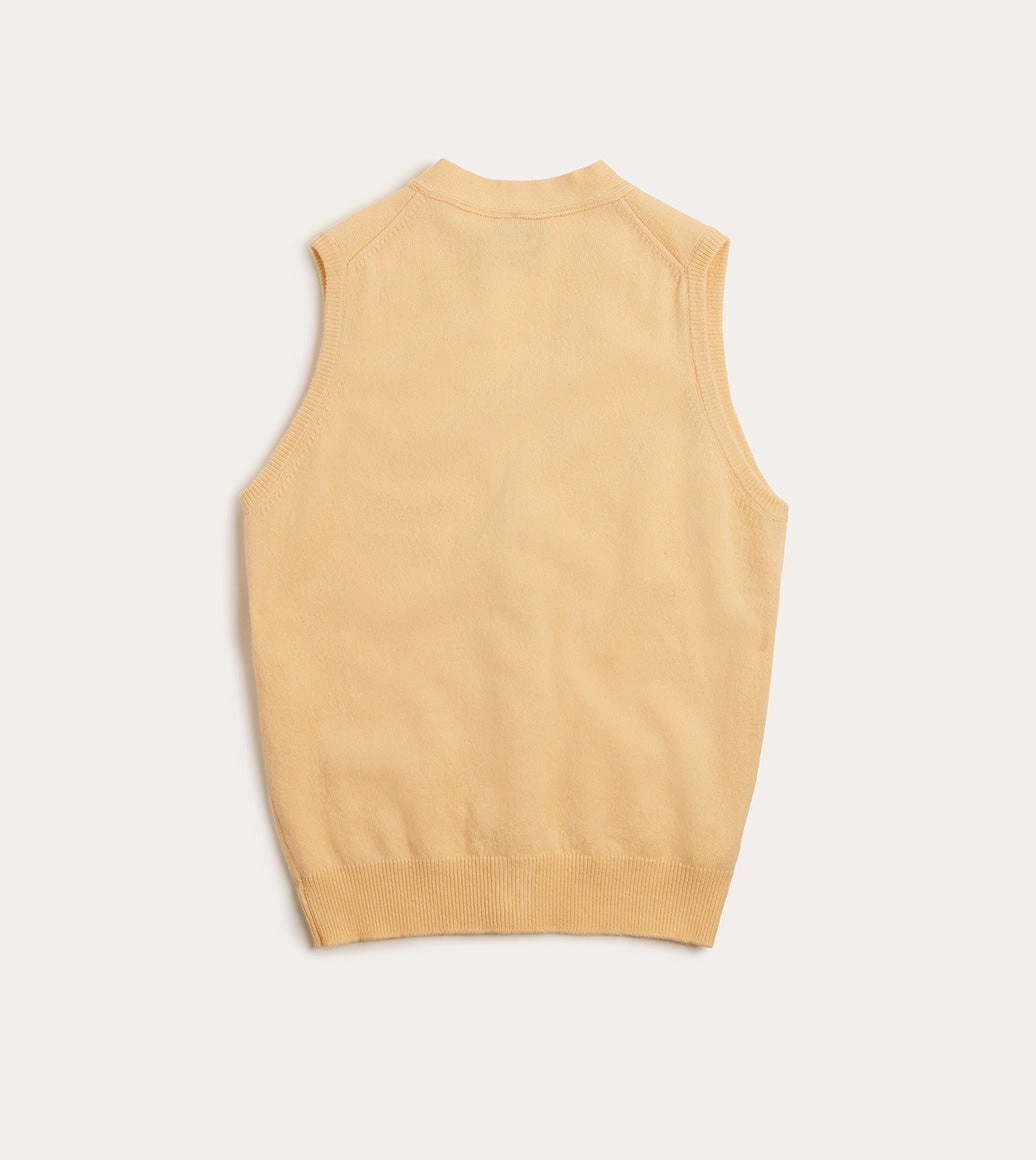 Essential Outfit Recycled Polyester Thread Yellow Lambswool Sleeveless Cardigan