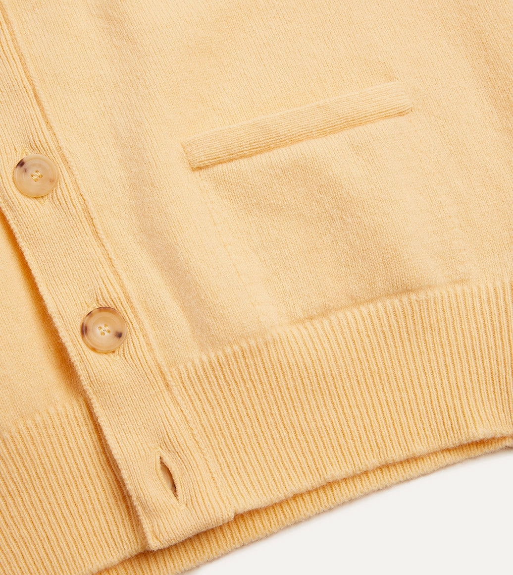 Yellow Lambswool Sleeveless Cardigan Subtle Elegance