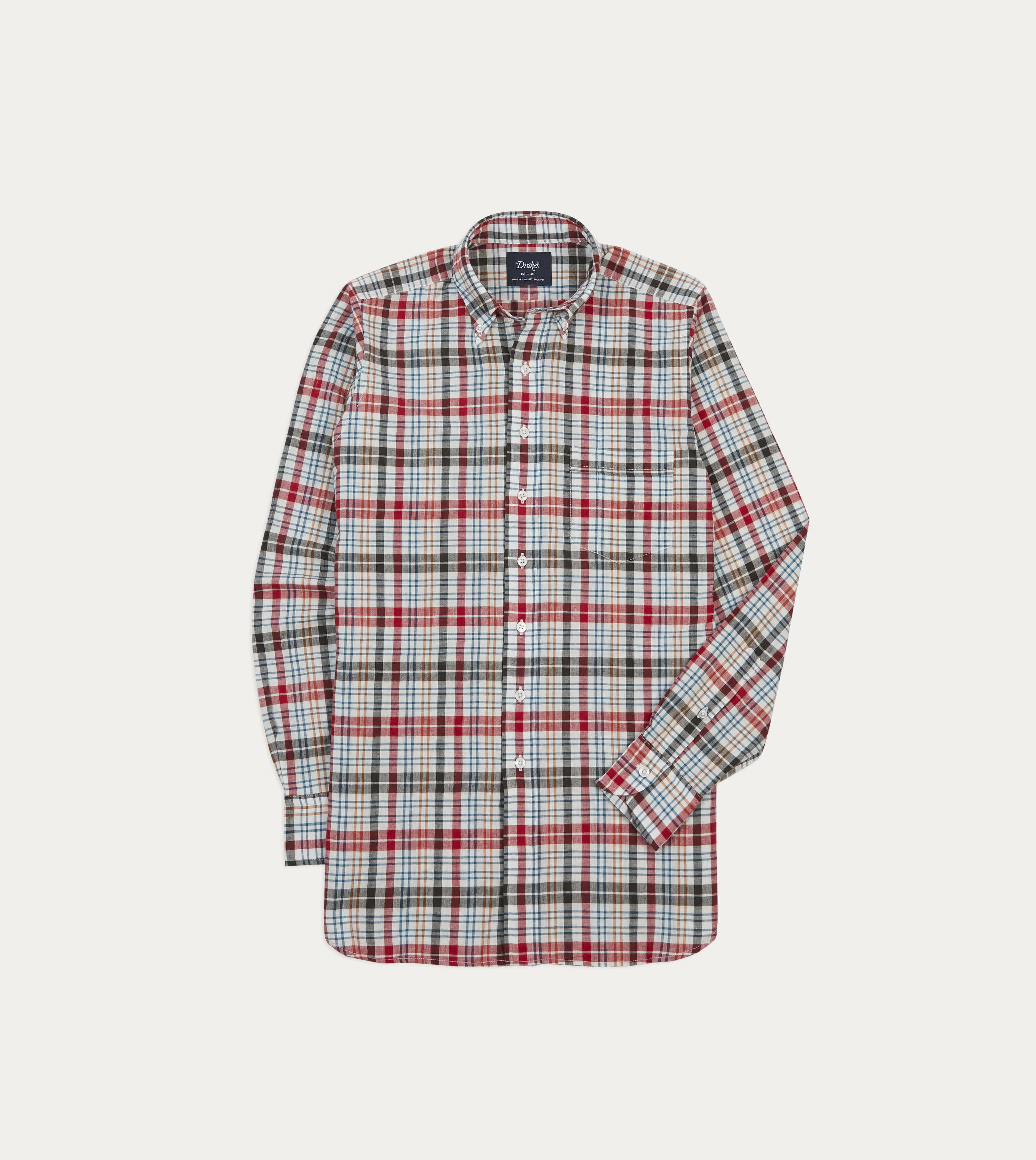 Street Fashion Red and Black Madras Check Cotton Button-Down Shirt