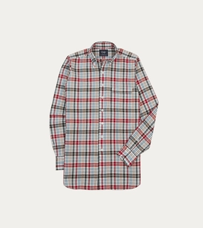 Street Fashion Red and Black Madras Check Cotton Button-Down Shirt
