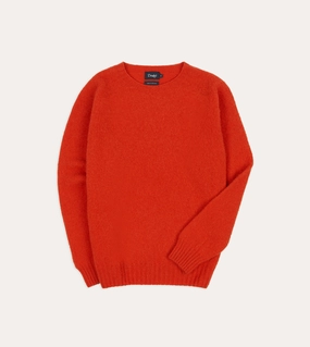 Turtle Neck Variant Office Casual Red Brushed Shetland Crew Neck Jumper