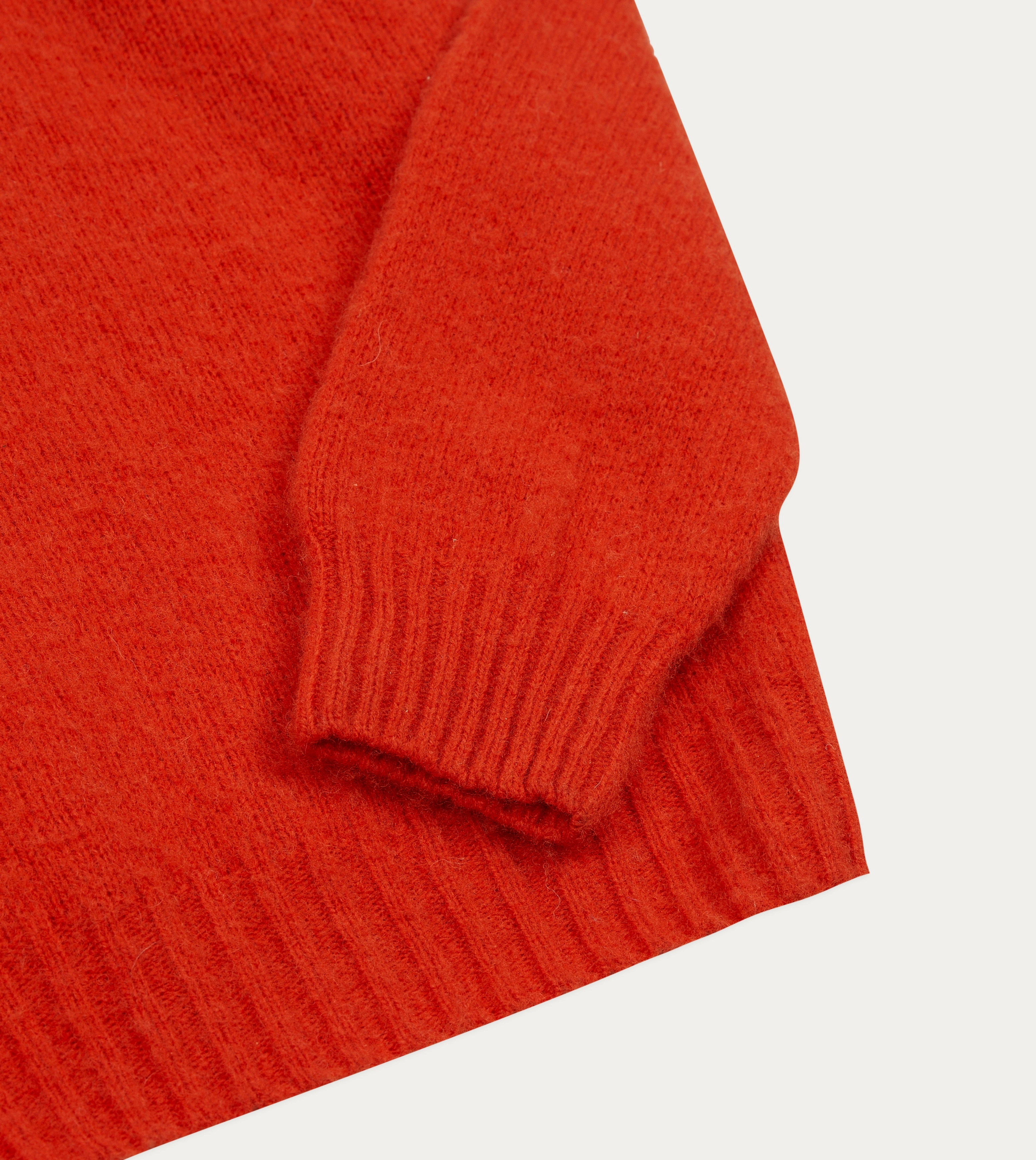Red Brushed Shetland Crew Neck Jumper Flexible Knit Construction