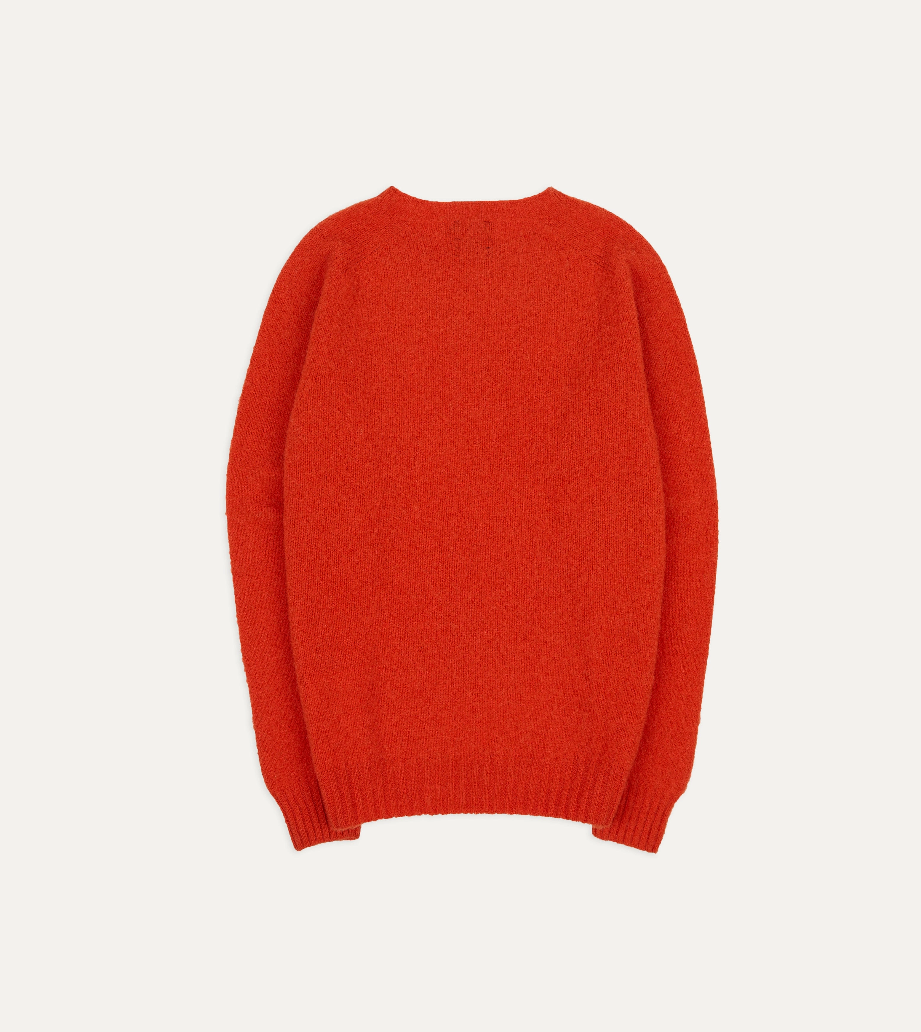 Breathable Layer Lightweight Design Red Brushed Shetland Crew Neck Jumper