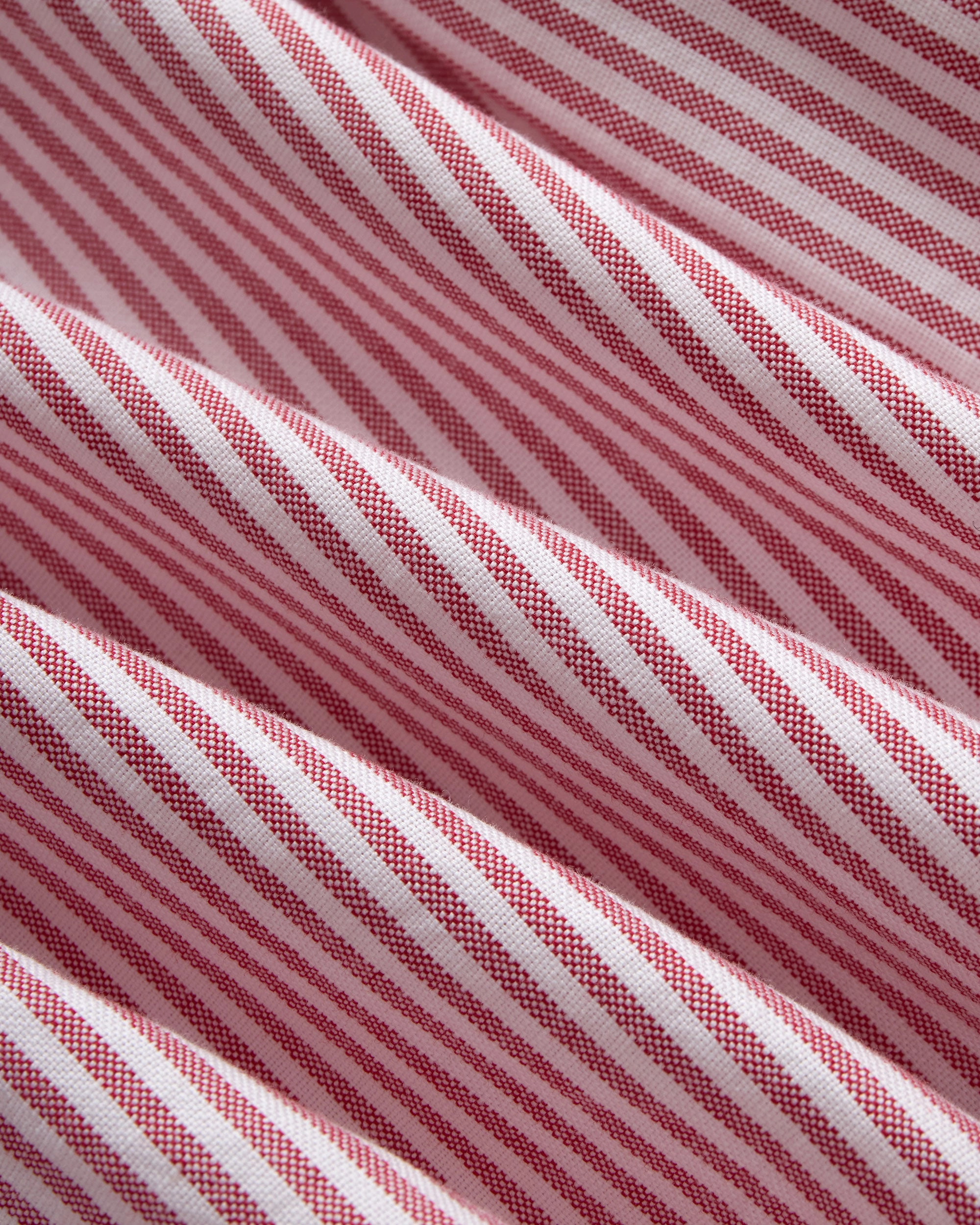 Anti Odor Treatment Red Enzyme-Wash Oxford Striped Shirt - Flap Pocket - Trim Fit