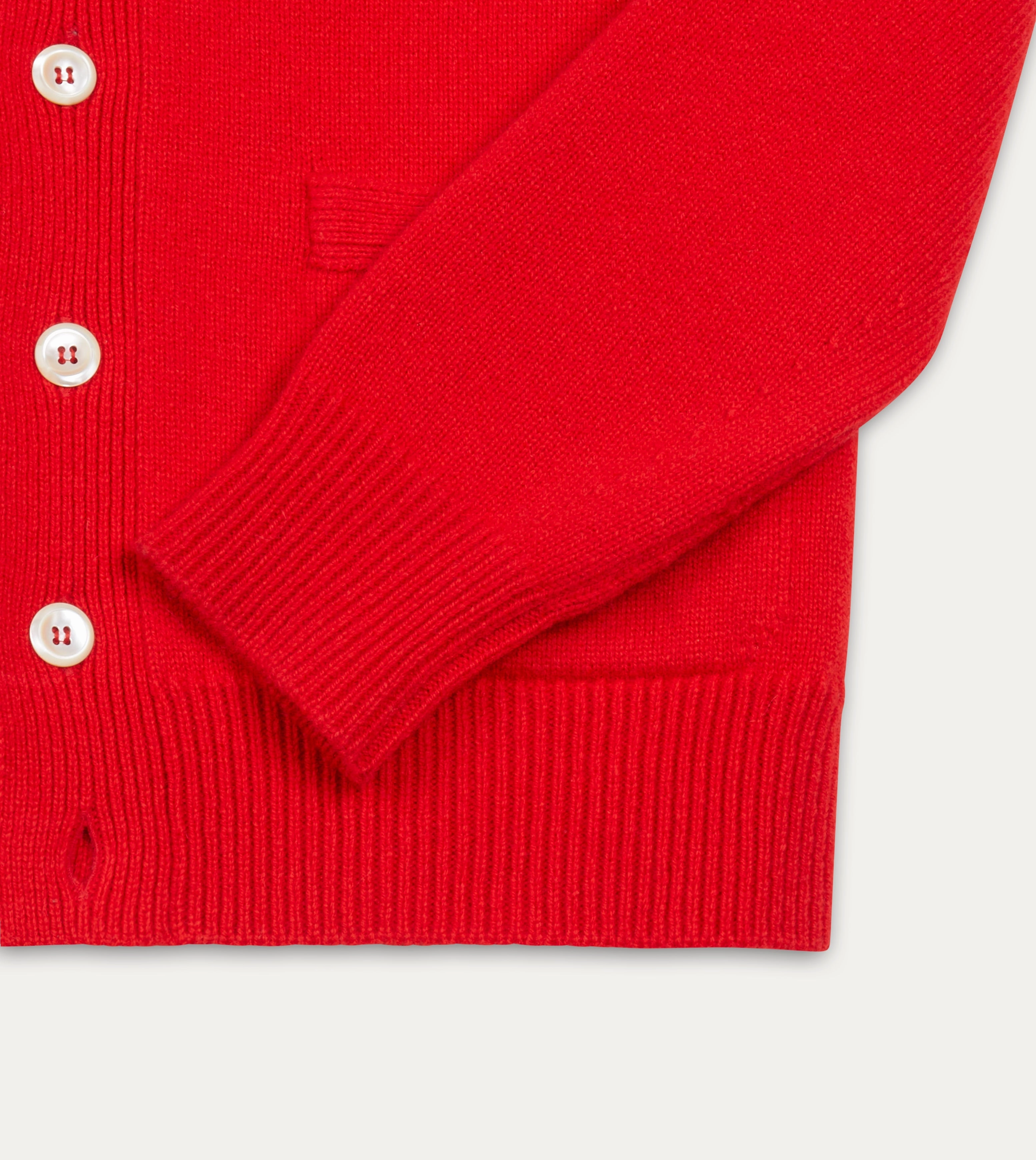 Breathable Texture Closet Essential Red Lambswool 6 Button Cardigan