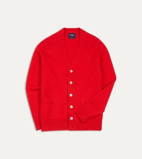 Red Lambswool 6 Button Cardigan All Day Comfort Eco Certified Fibers