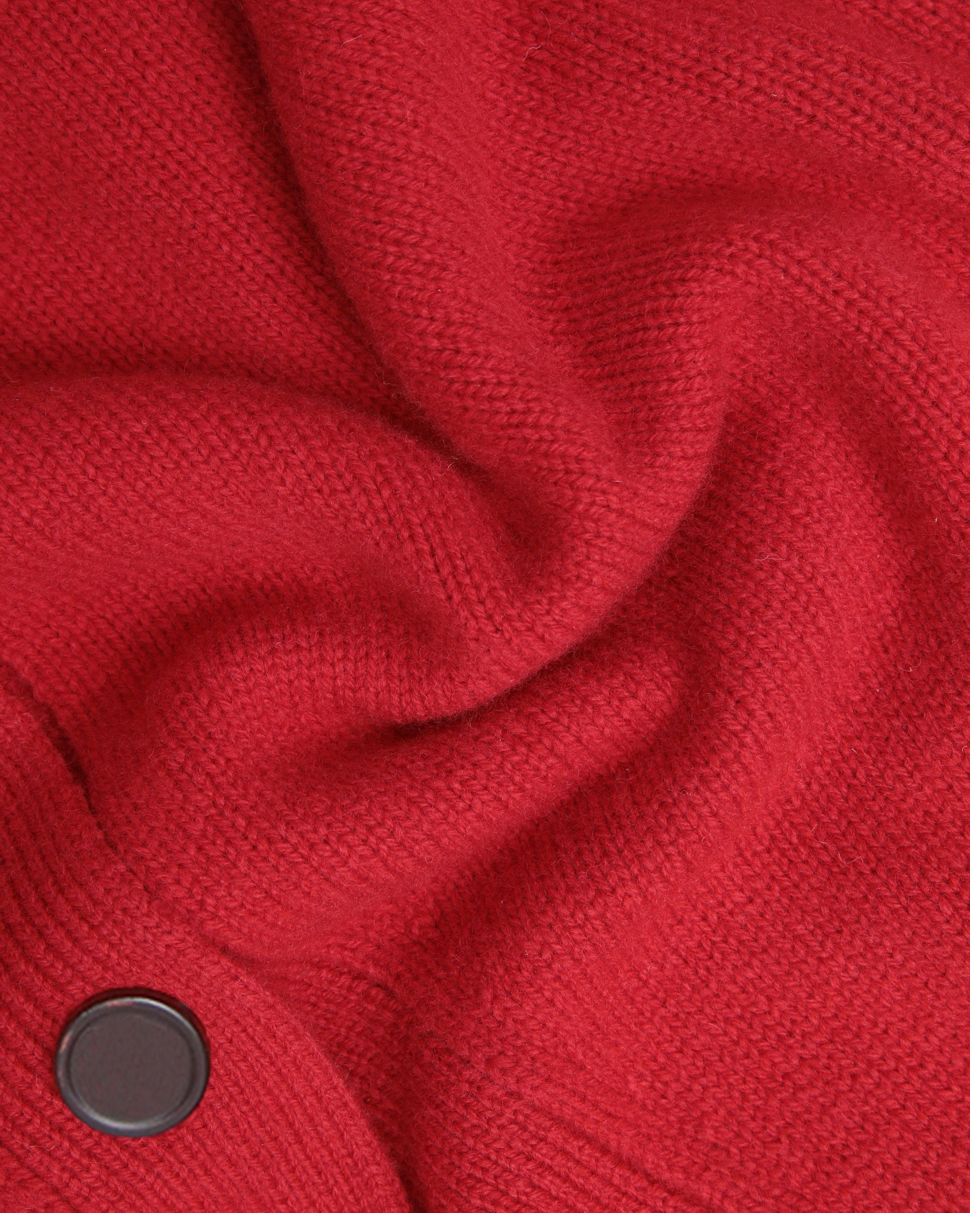Temperature Regulating All Season Wear Red Lambswool Cardigan Sweater