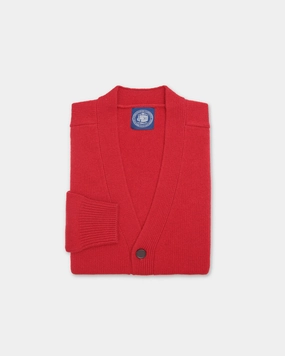 Warm Layering Red Lambswool Cardigan Sweater