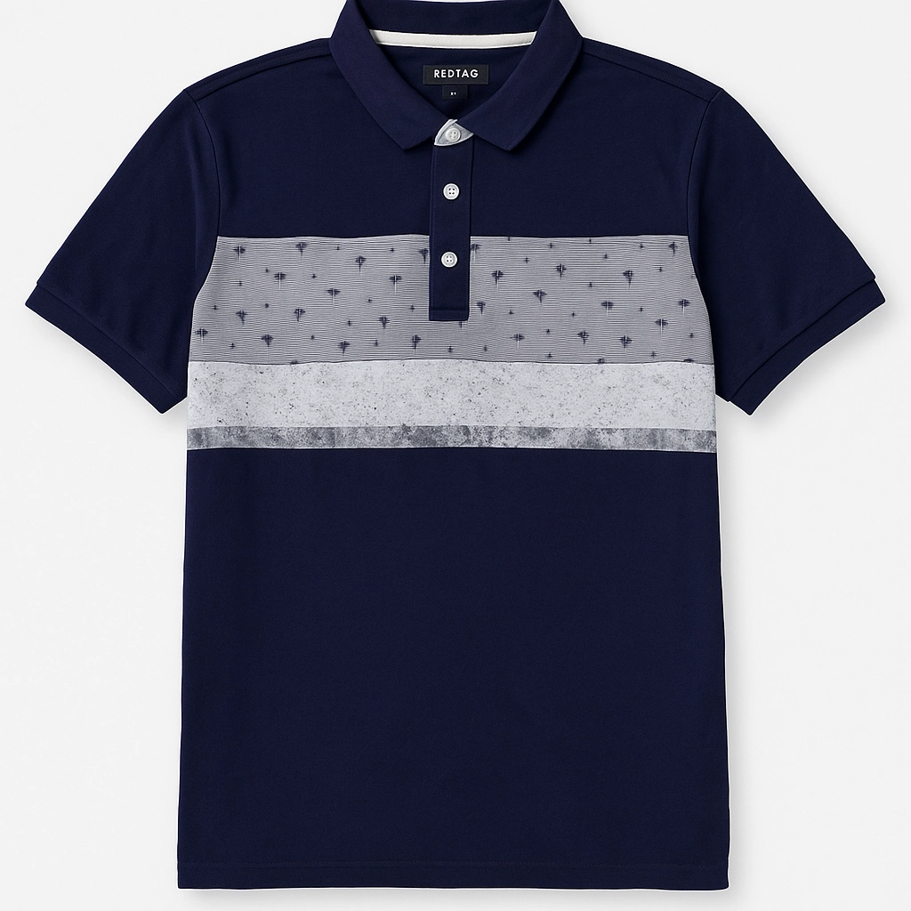 Redtag Men Polo - Navy Blue Seasonal Comfort Style Double Stitched Seams