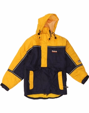 REEBOK Boys Hooded Anorak Jacket 12-13 Years Yellow Colourblock Nylon Adventure Look