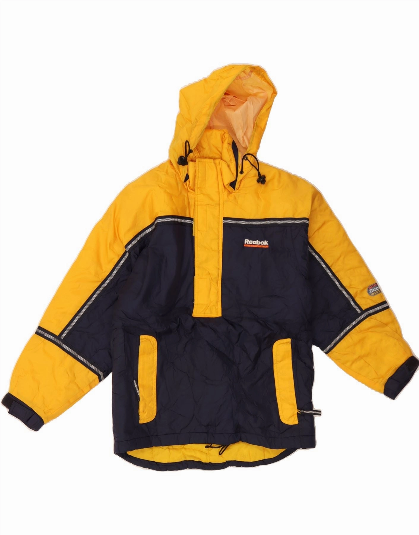REEBOK Boys Hooded Anorak Jacket 12-13 Years Yellow Colourblock Nylon Adventure Look