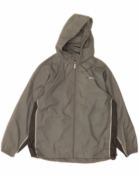 Lightweight Fit REEBOK Boys Hooded Rain Jacket 11-12 Years Large  Grey Colourblock