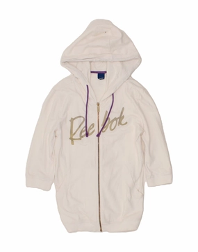 REEBOK Girls Graphic Hooded Jumper Dress 13-14 Years Medium White Subtle tone