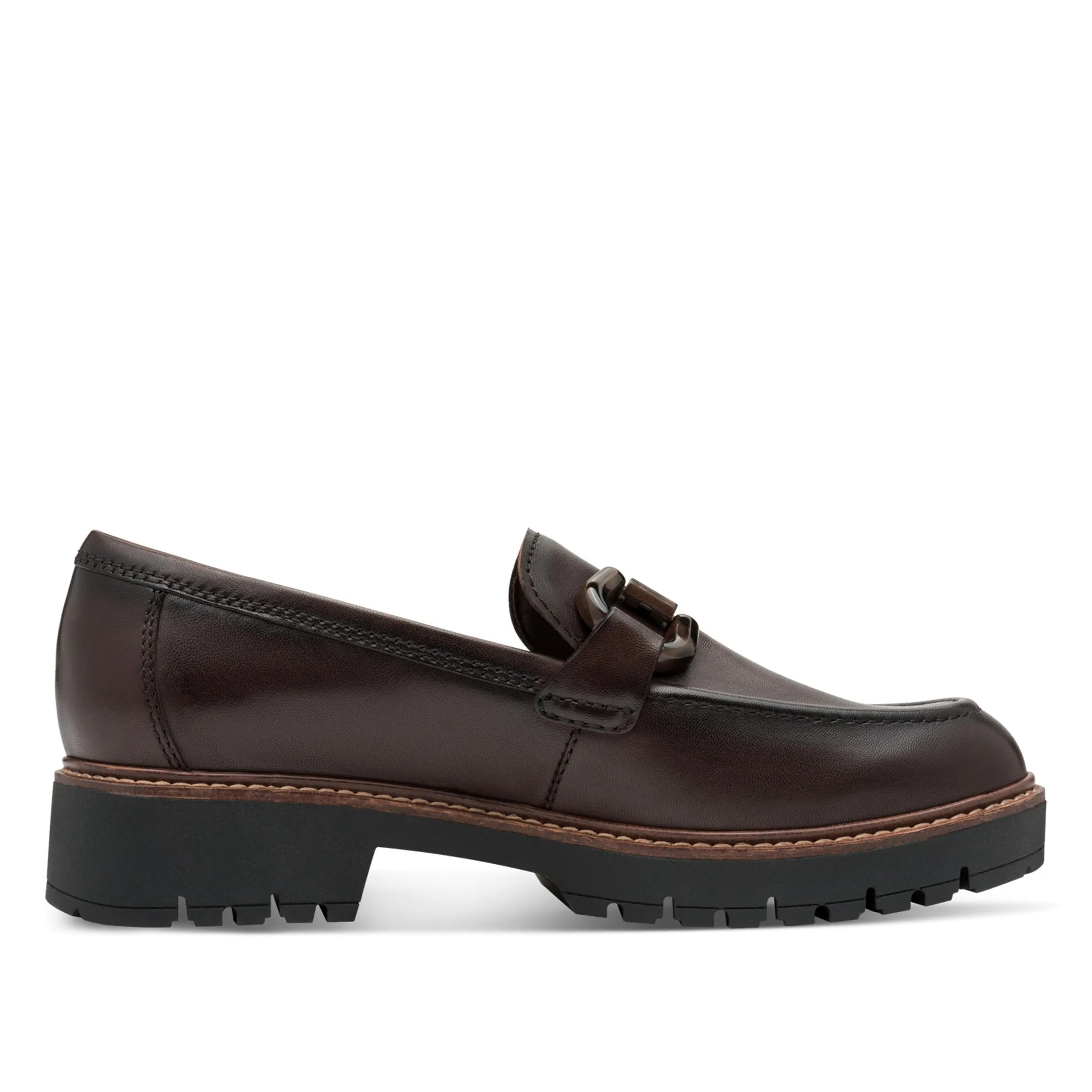 Lightweight Shoes Board Room Tamaris Womens Mocca Brown Leather Loafers Slip-On Platform Shoes