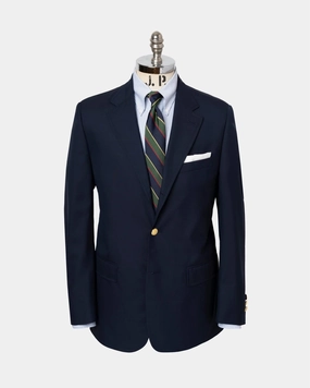 Made-in-Canada Solid Navy Tropical Weight Wool Blazer Adaptive Fit Technology
