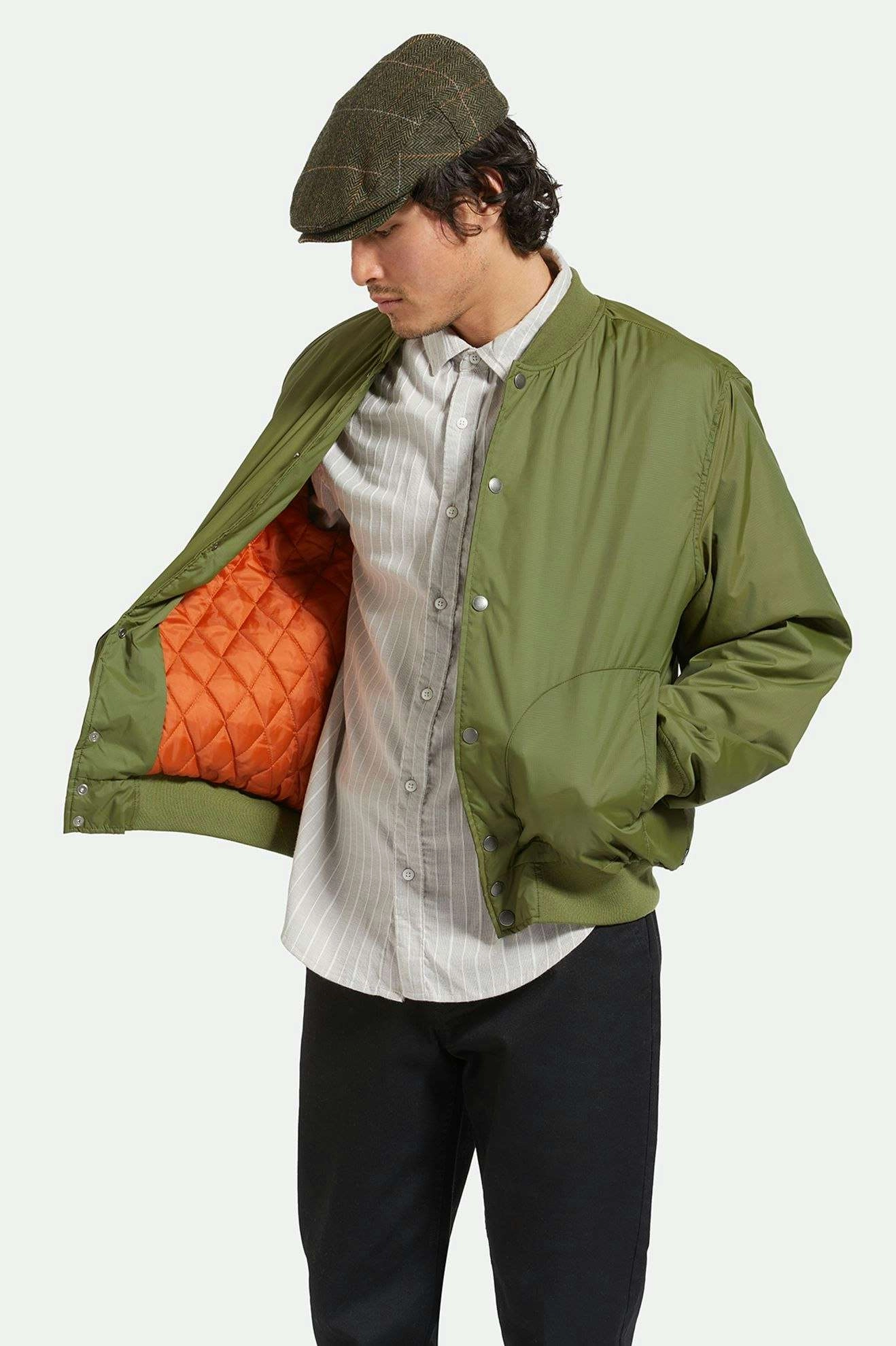 yoga enthusiasts Urban Edge Dillinger Flight Bomber Jacket - Cypress Green
