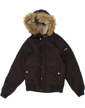 WOOLRICH Boys Hooded Bomber Jacket 9-10 Years Black Nylon Potential Thermal Comfort