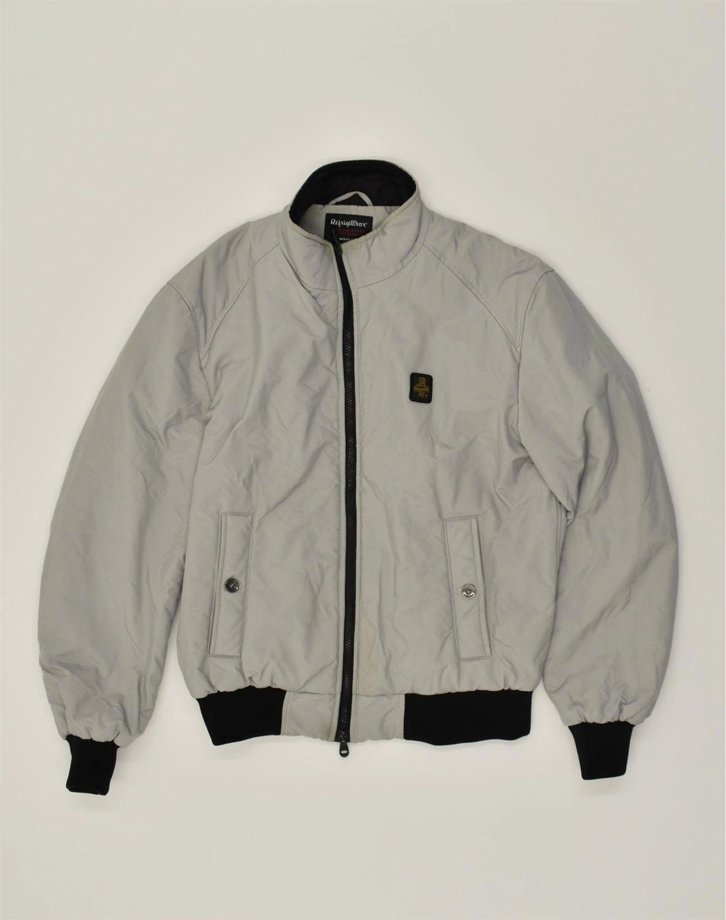 REFRIGIWEAR Boys Bomber Jacket 15-16 Years Grey Nylon Internal Security Pocket Cozy Touch