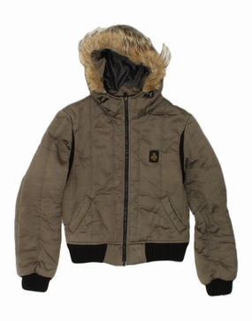 High Neck Protection Non Irritating Seams REFRIGIWEAR Boys Hooded Padded Jacket 12-13 Years Medium Khaki Polyamide