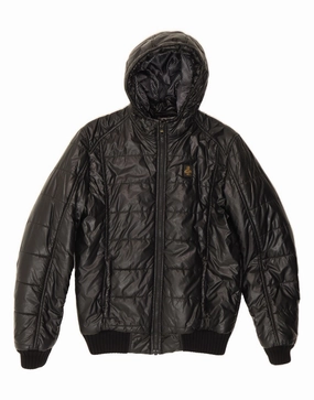 REFRIGIWEAR Boys Hooded Padded Jacket 13-14 Years Black Polyester Lightweight Street Fashion