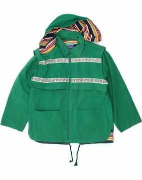 REGATTA Boys Graphic Hooded Bomber Jacket 15-16 Years Green Cotton picnic - goers