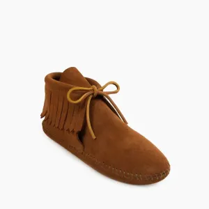 Durable Leather Slip-ons Women's Classic Fringe Softsole Moccasin In Brown