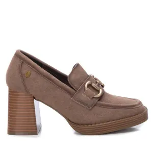 Neutral Colors Women's Suede Heeled Loafers In Camel