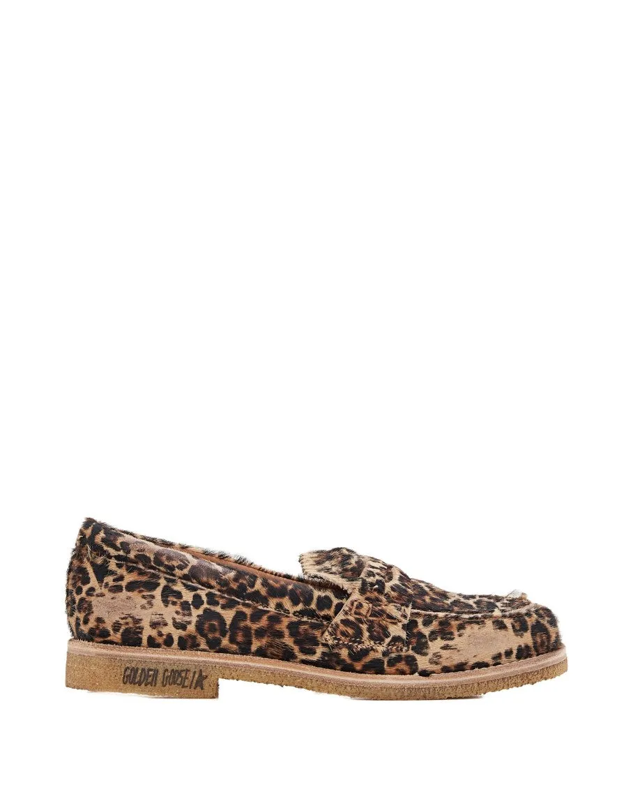 Step Bold Jerry Leopard Print Horsy Leather Loafers