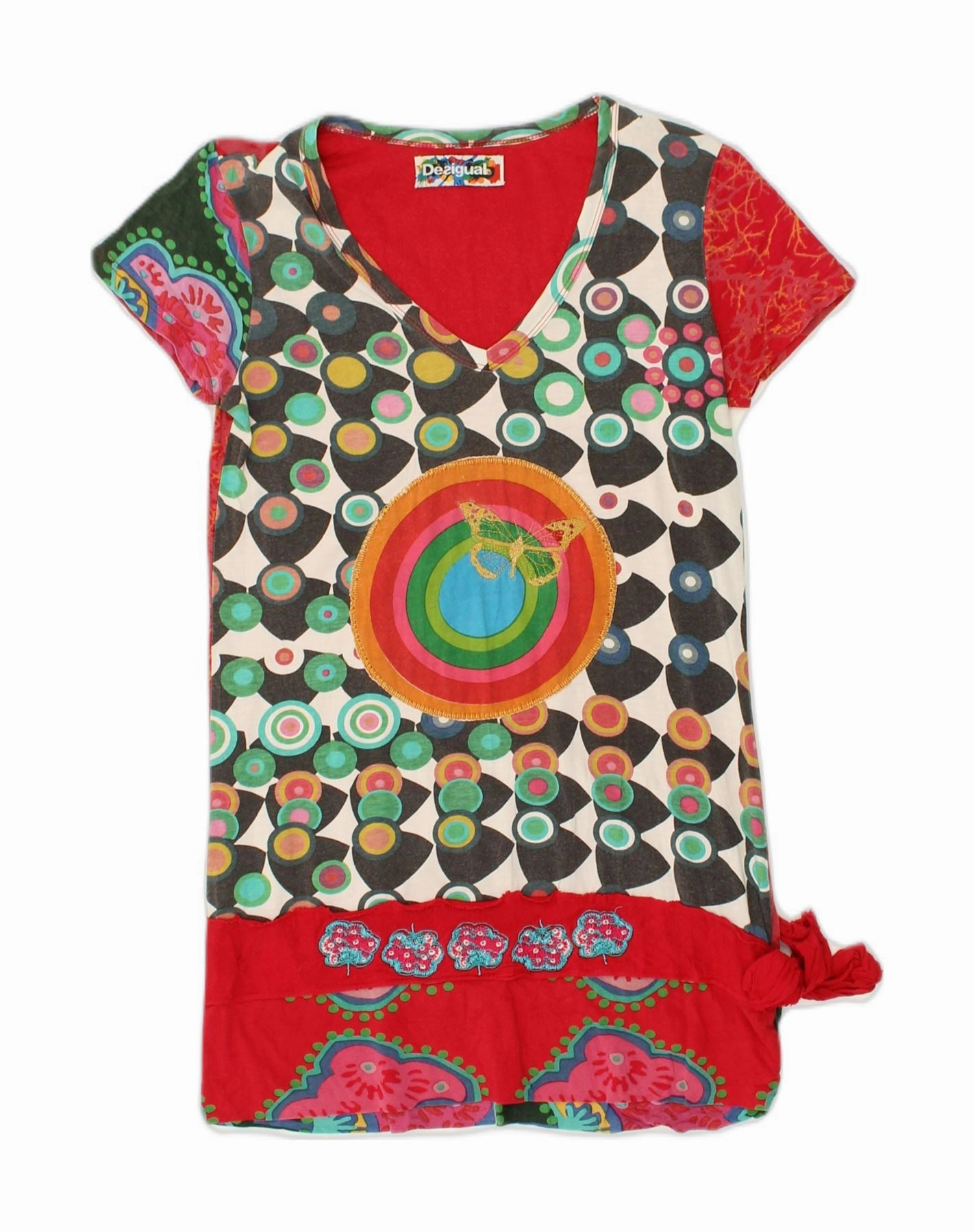 Chic Rhythm Fall Comfort DESIGUAL Girls Tunic Dress 13-14 Years Large Red Geometric Cotton