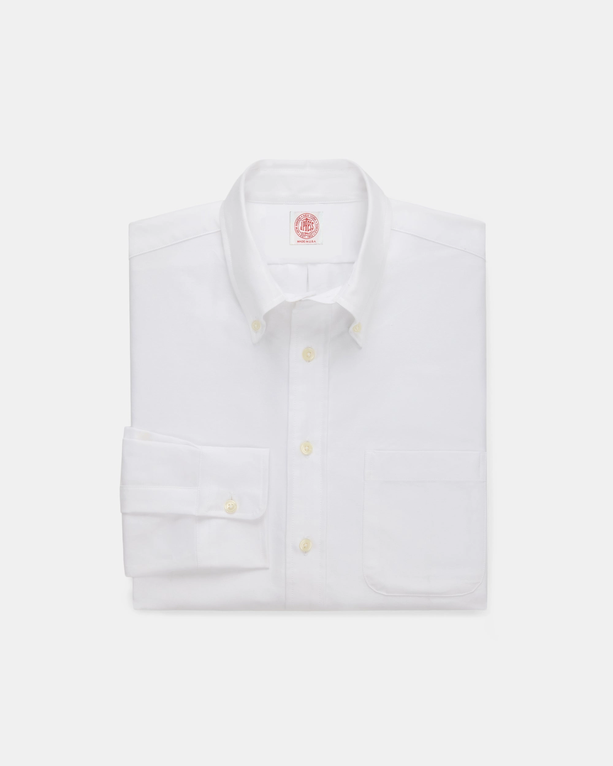 Tailored Cuffs Made-in-USA White Oxford Cloth Button Down Shirt  - Classic Fit