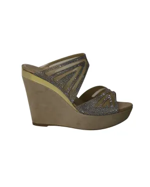 Fashion Look Relaxed Zone Rene Caovilla Crystal Embellished Two Band Wedge in Multicolor Suede