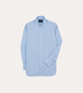 Sky Blue Cotton Spread Collar End-on-End Poplin Shirt Ultra Soft Interior Stretchy Cloth