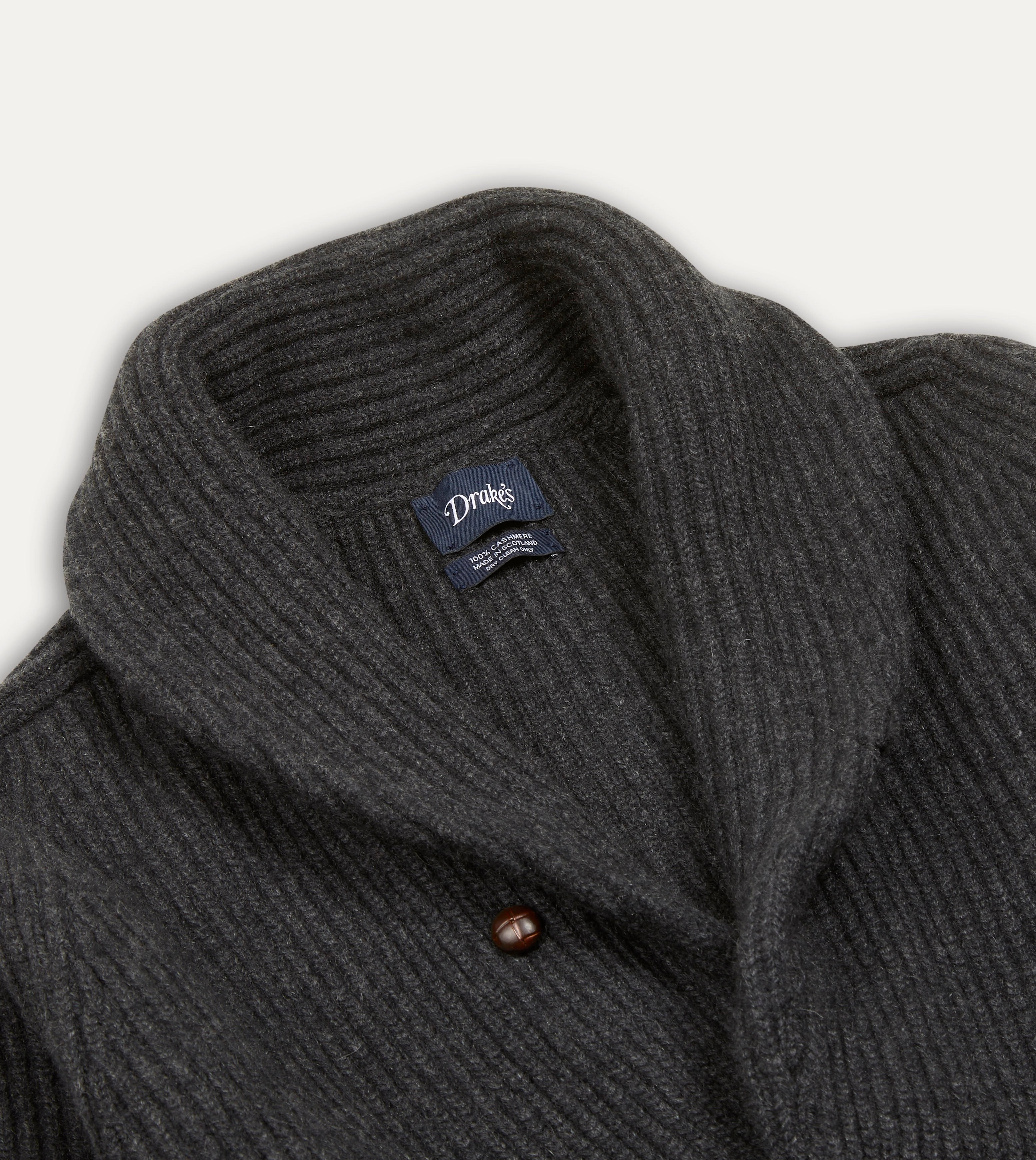 Easy Draping Charcoal Cashmere Shawl Collar Cardigan