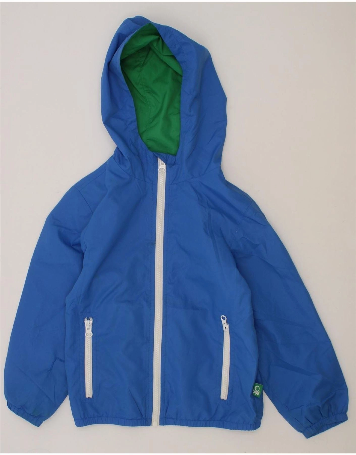 BENETTON Boys Hooded Rain Jacket 3-4 Years Blue Dry climate Sell