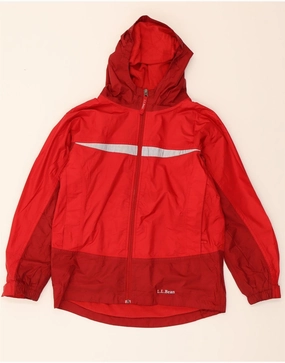 Abrasion Resistant Panels Suggestion L.L.BEAN Boys Hooded Windbreaker Jacket 14-15 Years Large  Red Colourblock