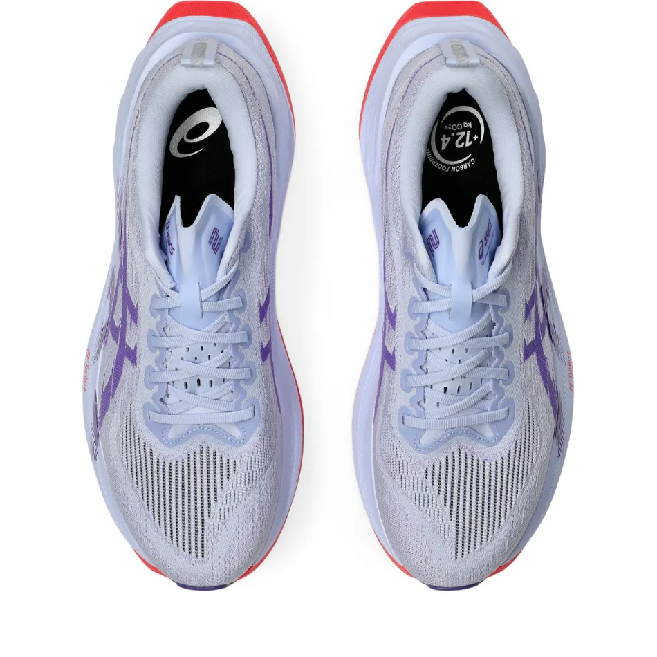 ASICS Unisex Superblast 2 Running Shoes in Blue Fade/Edo Purple AW25 running on a treadmill at the gym shoes Fabulous color