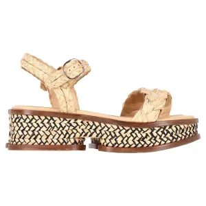 Loose Base Tall Outline Gabriela Hearst   Clergerie Michael Platform Sandals In Beige Raffia